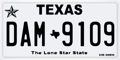 TX license plate DAM9109