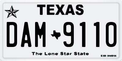 TX license plate DAM9110