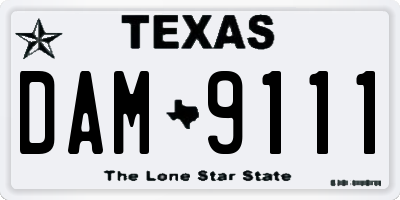 TX license plate DAM9111