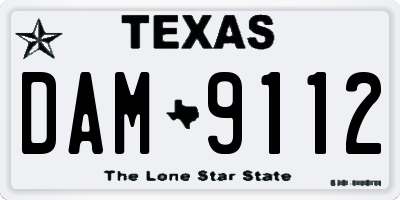 TX license plate DAM9112