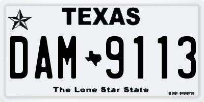 TX license plate DAM9113