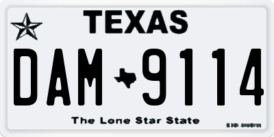 TX license plate DAM9114