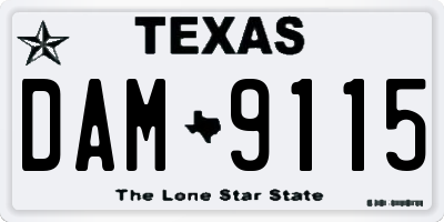 TX license plate DAM9115