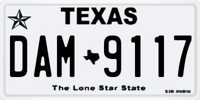 TX license plate DAM9117