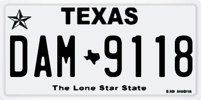 TX license plate DAM9118