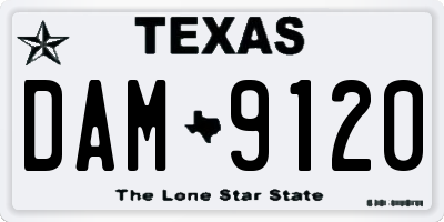 TX license plate DAM9120