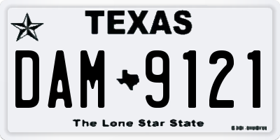 TX license plate DAM9121