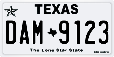 TX license plate DAM9123