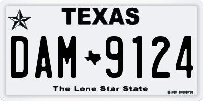 TX license plate DAM9124