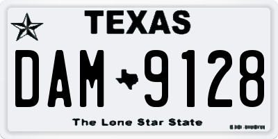 TX license plate DAM9128