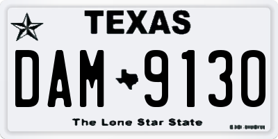 TX license plate DAM9130
