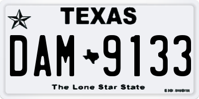 TX license plate DAM9133