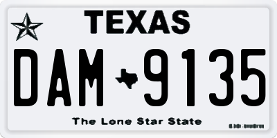 TX license plate DAM9135