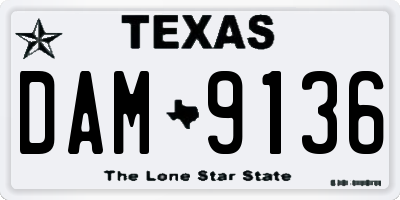 TX license plate DAM9136
