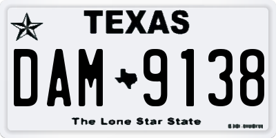 TX license plate DAM9138