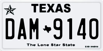 TX license plate DAM9140