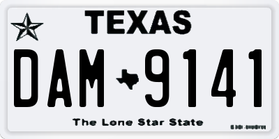 TX license plate DAM9141