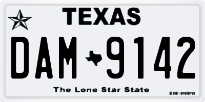 TX license plate DAM9142