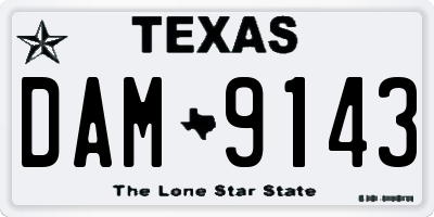 TX license plate DAM9143