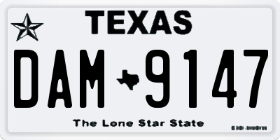 TX license plate DAM9147