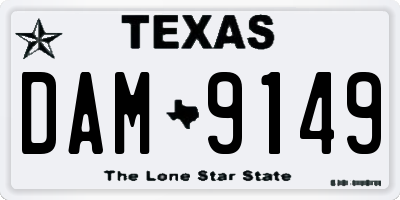 TX license plate DAM9149