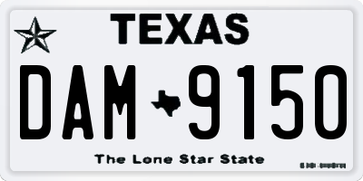 TX license plate DAM9150