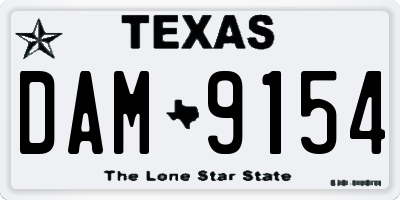TX license plate DAM9154