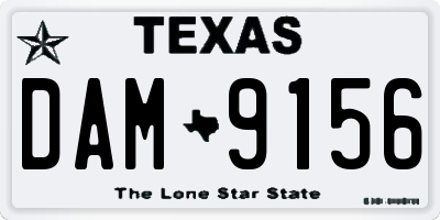 TX license plate DAM9156