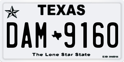 TX license plate DAM9160