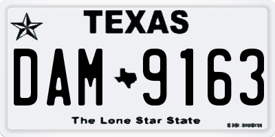 TX license plate DAM9163