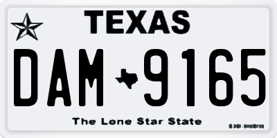 TX license plate DAM9165