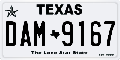TX license plate DAM9167