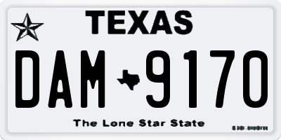 TX license plate DAM9170