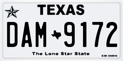 TX license plate DAM9172