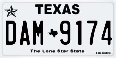 TX license plate DAM9174