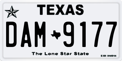 TX license plate DAM9177