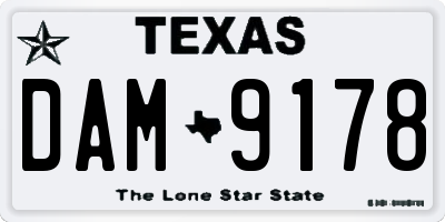 TX license plate DAM9178