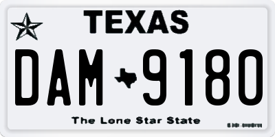 TX license plate DAM9180
