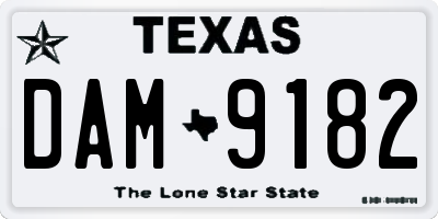 TX license plate DAM9182