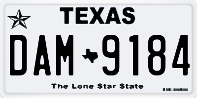 TX license plate DAM9184