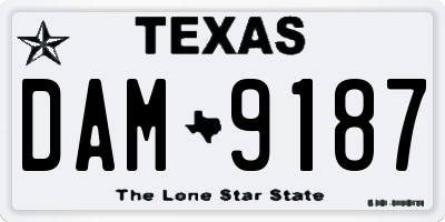 TX license plate DAM9187