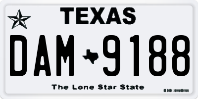 TX license plate DAM9188