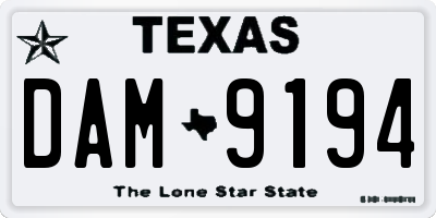 TX license plate DAM9194