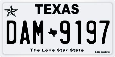 TX license plate DAM9197