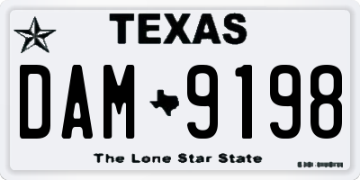 TX license plate DAM9198