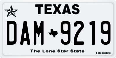 TX license plate DAM9219