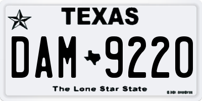 TX license plate DAM9220