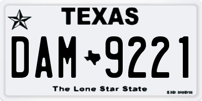 TX license plate DAM9221