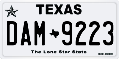 TX license plate DAM9223