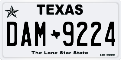 TX license plate DAM9224